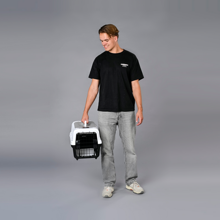 Reismand met stalen deur voor Kat & Hond (Zwart) 50 x 30 x 30 cm