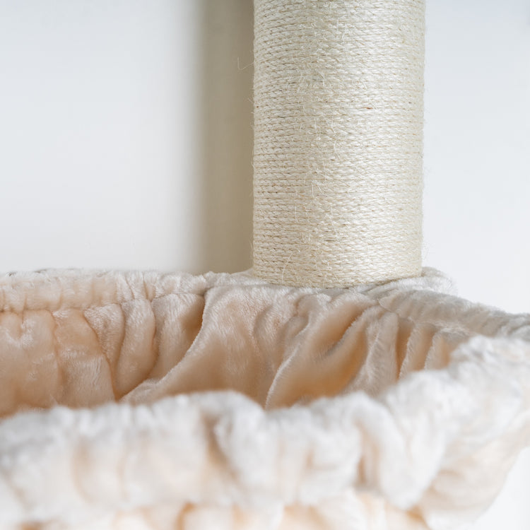 Wandmeubel Klimmuur Kat - Wand Sisalpaal XXL met Hangmat 45Ø de Luxe (Crème)