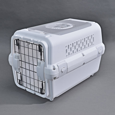 RHR Pets Reismand met stalen deur voor Kat & Hond (Wit) 50 x 30 x 30 cm