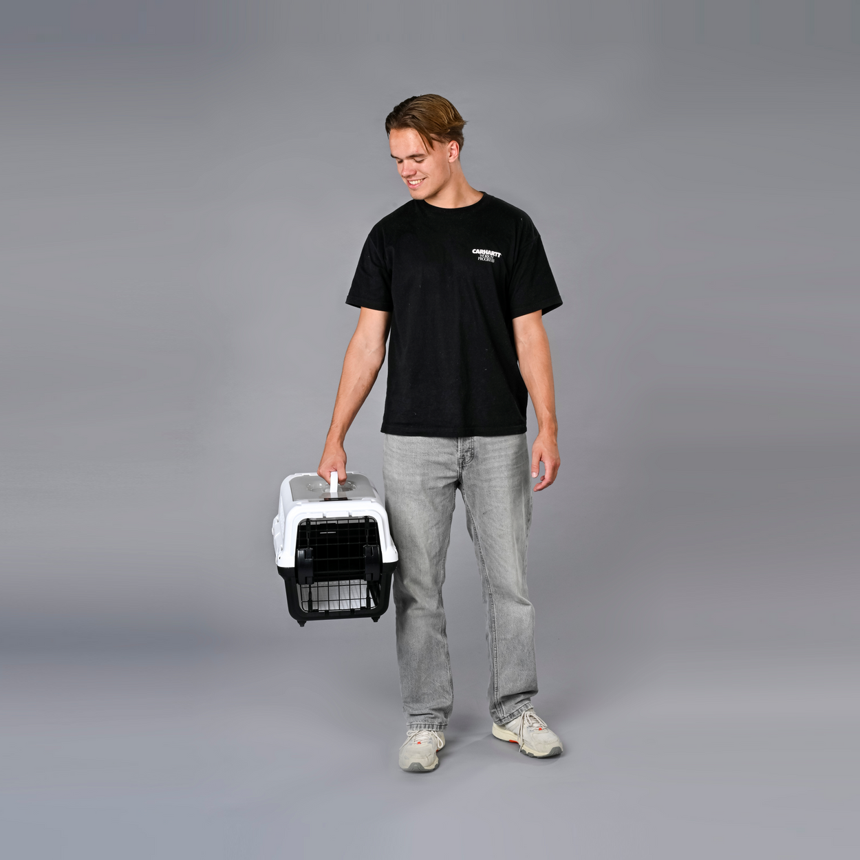 Reismand met stalen deur voor Kat & Hond (Zwart) 50 x 30 x 30 cm