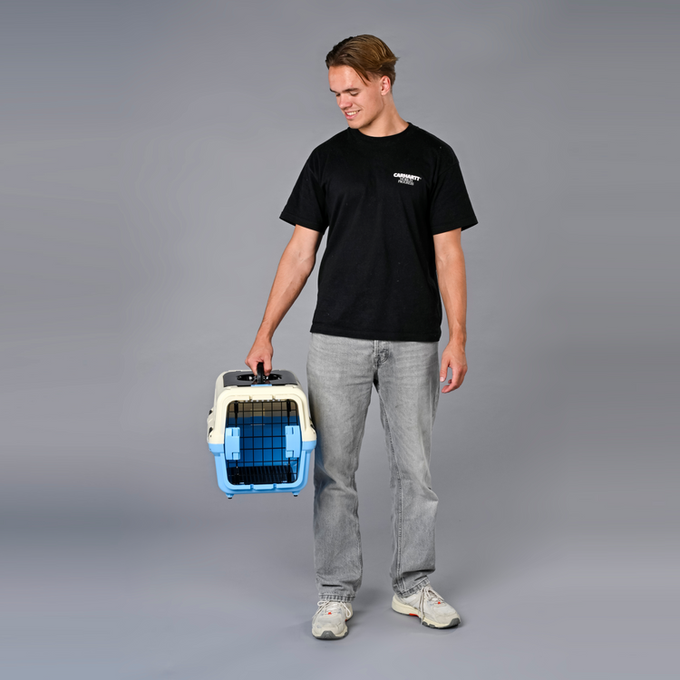 Reismand met stalen deur voor Kat & Hond (Blauw) 50 x 30 x 30 cm