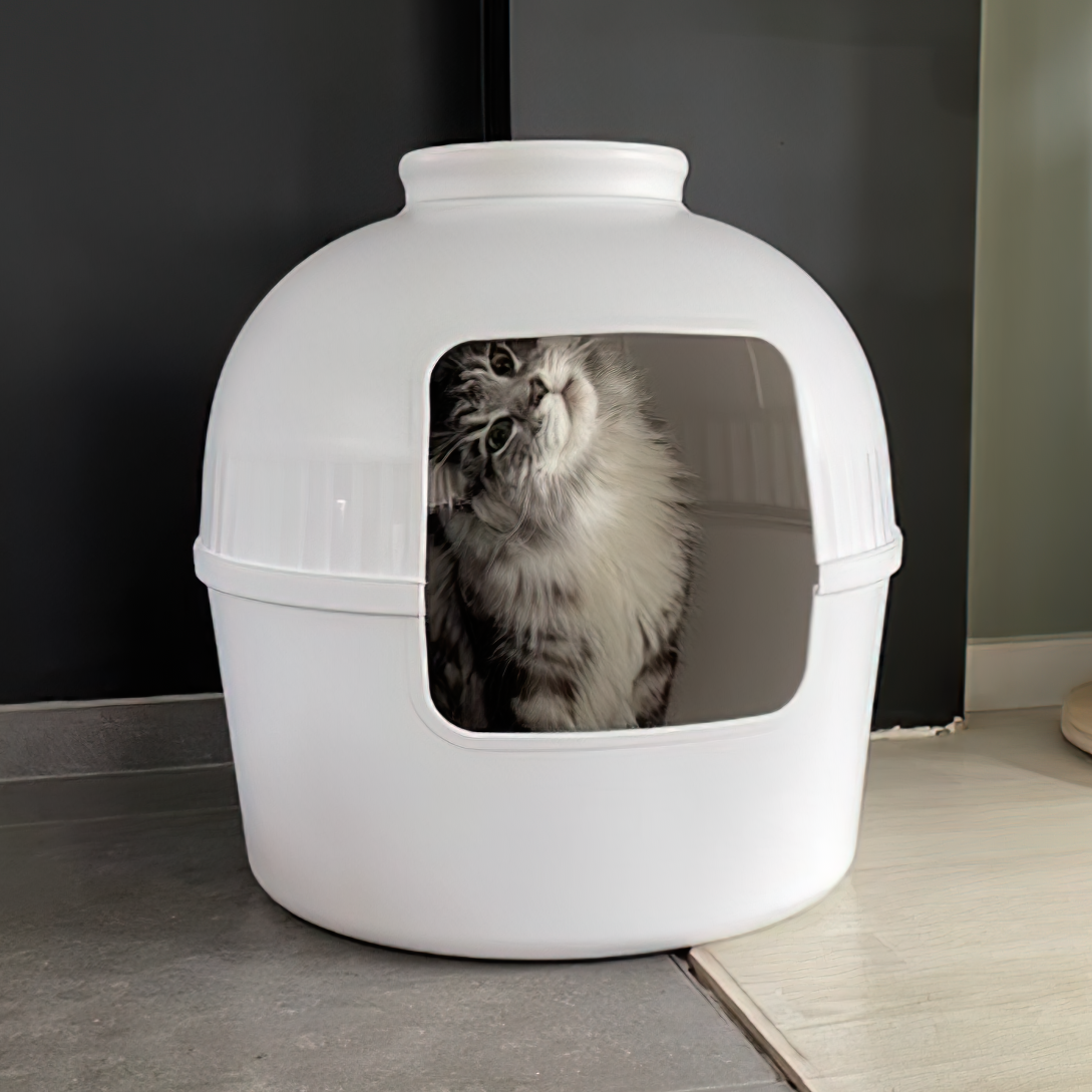 Kattenbak Flower XXL, verborgen kattentoilet (Wit)