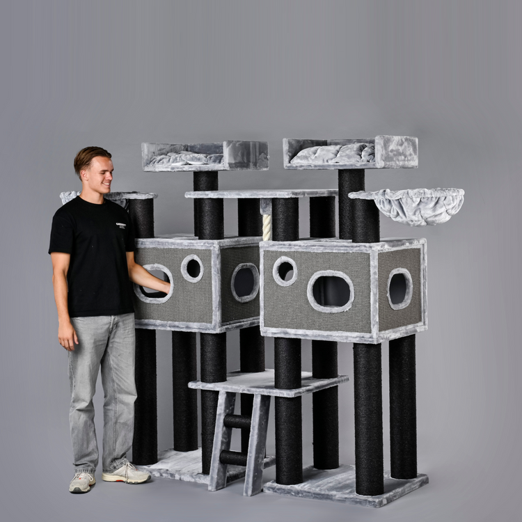 Krabpaal Royal Cat Palace Blackline (Lichtgrijs)