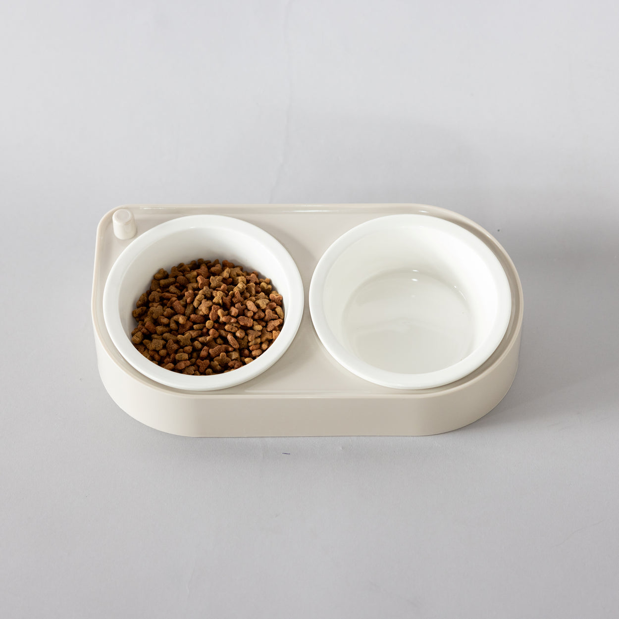 CoBowl | Dubbele Keramische Voederbak voor Kat & Hond (Cappuccino) 31 x 17 & Ø12cm - 300ml