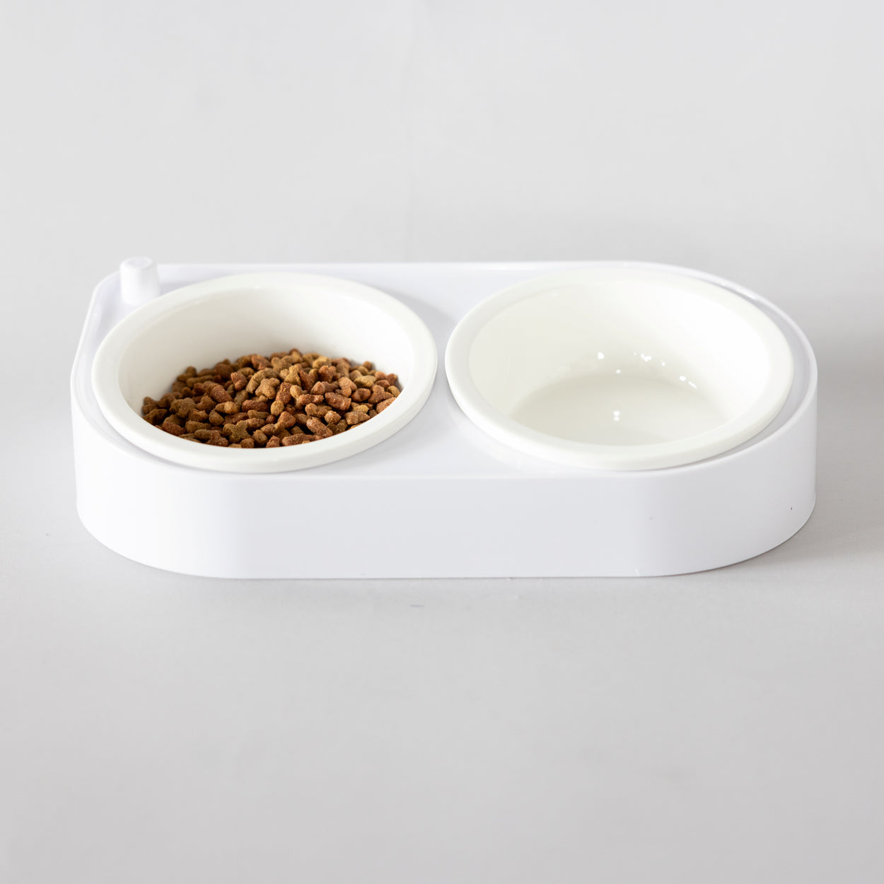 CoBowl | Dubbele Keramische Voederbak voor Kat & Hond (Wit) 31 x 17 & Ø12cm - 300ml