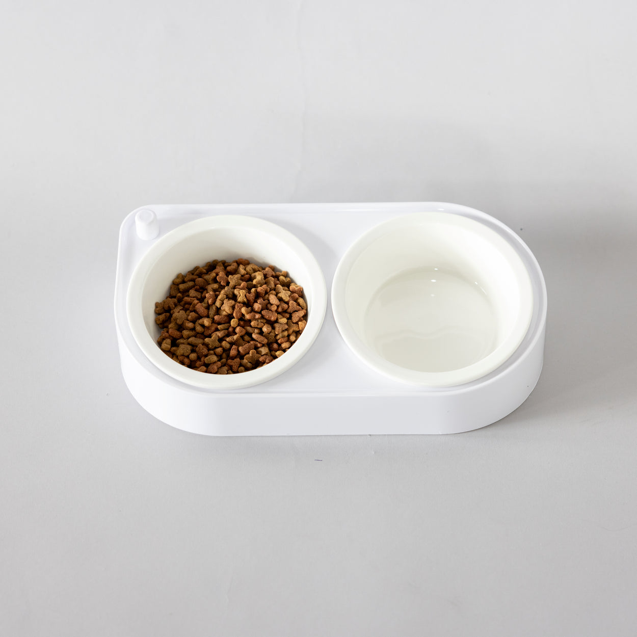 CoBowl | Dubbele Keramische Voederbak voor Kat & Hond (Wit) 31 x 17 & Ø12cm - 300ml