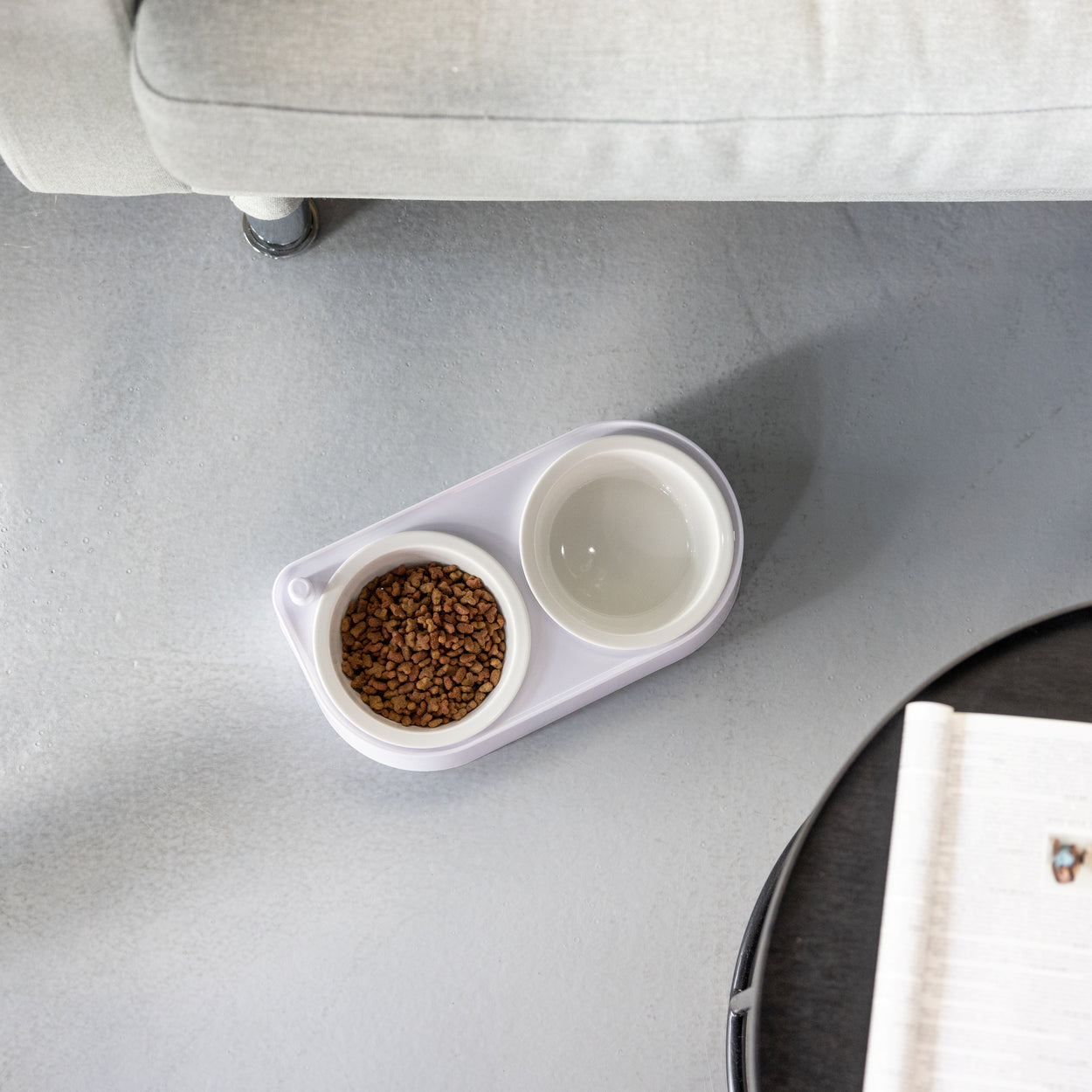 CoBowl | Dubbele Keramische Voederbak voor Kat & Hond (Wit) 31 x 17 & Ø12cm - 300ml