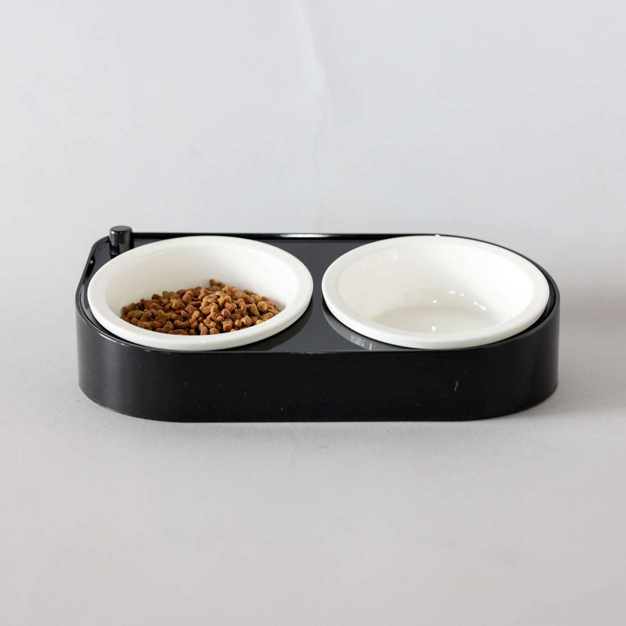 CoBowl | Dubbele Keramische Voederbak voor Kat & Hond (Zwart) 31 x 17 & Ø12cm - 300ml