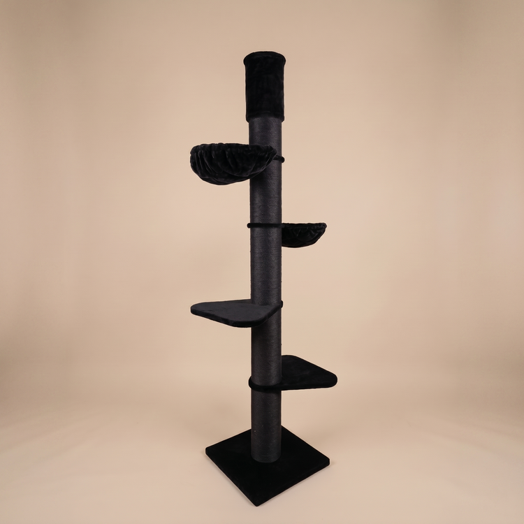Kattetræ Maine Coon Tower Blackline (Sort Teddy) 245-265 cm