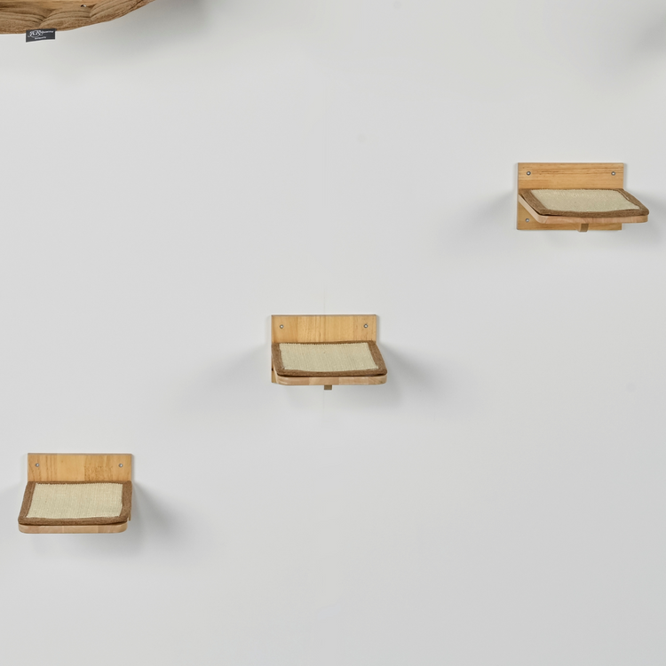 Wandmeubel Klimmuur Kat - Muur Plateaus - Set 3 (Cappuccino)