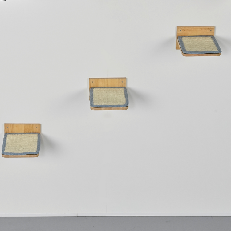 Wandmeubel Klimmuur Kat - Muur Plateaus - Set 3 (Denim)