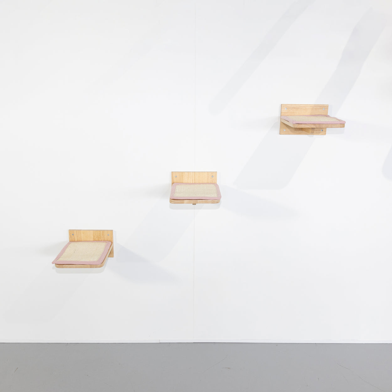 Wandmeubel Klimmuur Kat - Muur Plateaus - Set 3 (Roze)