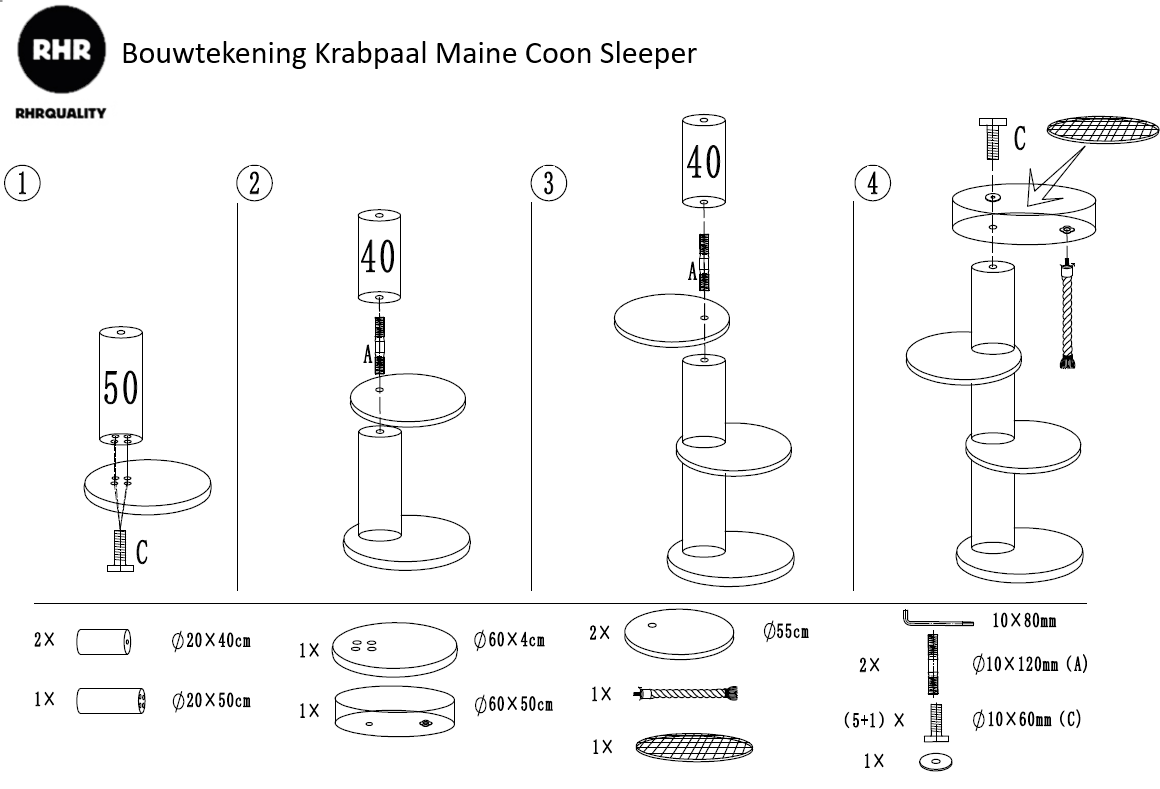 Krabpaal Maine Coon Sleeper Blackline (Donkergrijs)